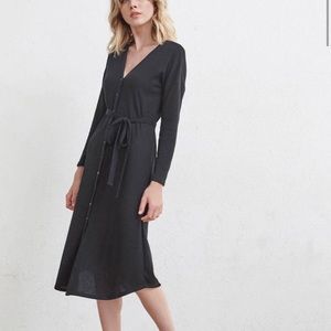 The Long Cardigan with a knit slip dress by Vetta